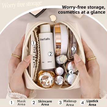 PU несесер за грим, мини ръчен дизайн, ултралек, водоустойчив, издръжлив и разширяем, подплата от полиестер