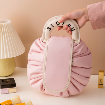 Τσαντάκι καλλυντικών με μεγάλη χωρητικότητα, φορητός σχεδιασμός με κορδόνι, PU αδιάβροχο, κατάλληλο για ταξίδι, πολλαπλών χρήσεων