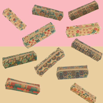 Κασετίνα μολυβιών από φελλό, βιντάζ στυλ, Unisex, μεγάλη χωρητικότητα