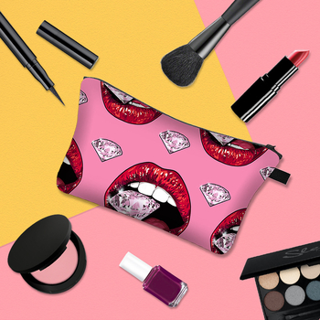 Козметичен несесер от полиестер с животински принт, голям капацитет, дамска клатч за пътуване и ежедневна употреба, подплата полиестер