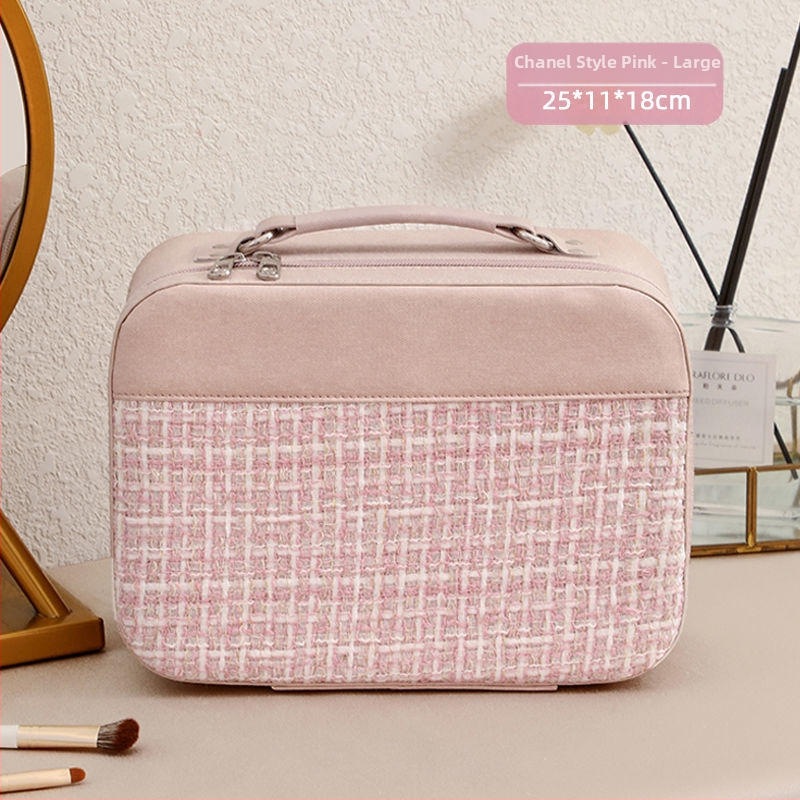 Cutie pentru cosmetice din PU, cu fermoar, încuietoare cu lacăt, roți universale, capacitate mare