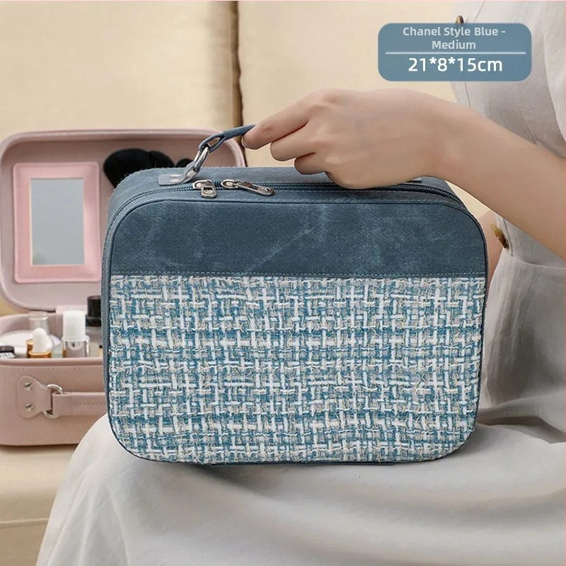 Cutie pentru cosmetice din PU, cu fermoar, încuietoare cu lacăt, roți universale, capacitate mare