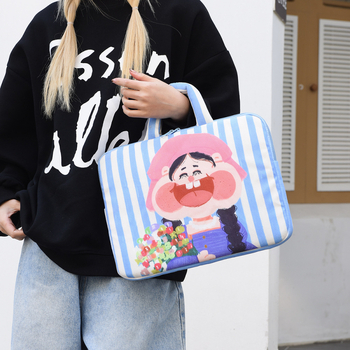 Чанта за лаптоп и таблет с удароустойчив дизайн, ултралека, износоустойчива и разширяема; външен памук, подплата полиестер-памук, принт с анимационни персонажи, унисекс