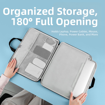 BUBM чанта за лаптоп с 180° пълноотваряне, водоустойчива, устойчива на разрези, полиестер