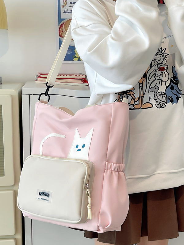 Lányoknak szóló egyvállas keresztpántos iskolai táska – nejlon, kopásálló, bővíthető kapacitás, terheléscsökkentés, kompakt tárolásra