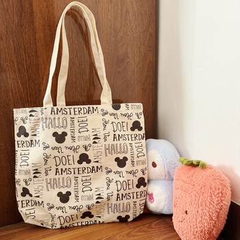 Γυναικεία τσάντα από καμβά Mori στυλ | Τσάντα ώμου μεγάλης χωρητικότητας με βάση; Εκτυπωμένο λογότυπο; Βάρος 130 g; Ανοχή 2 cm