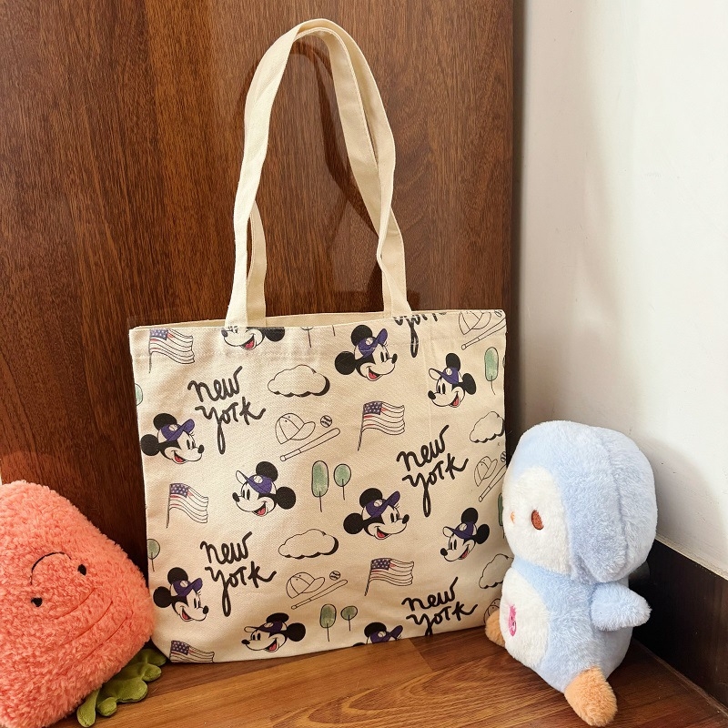 Γυναικεία τσάντα από καμβά Mori στυλ | Τσάντα ώμου μεγάλης χωρητικότητας με βάση; Εκτυπωμένο λογότυπο; Βάρος 130 g; Ανοχή 2 cm