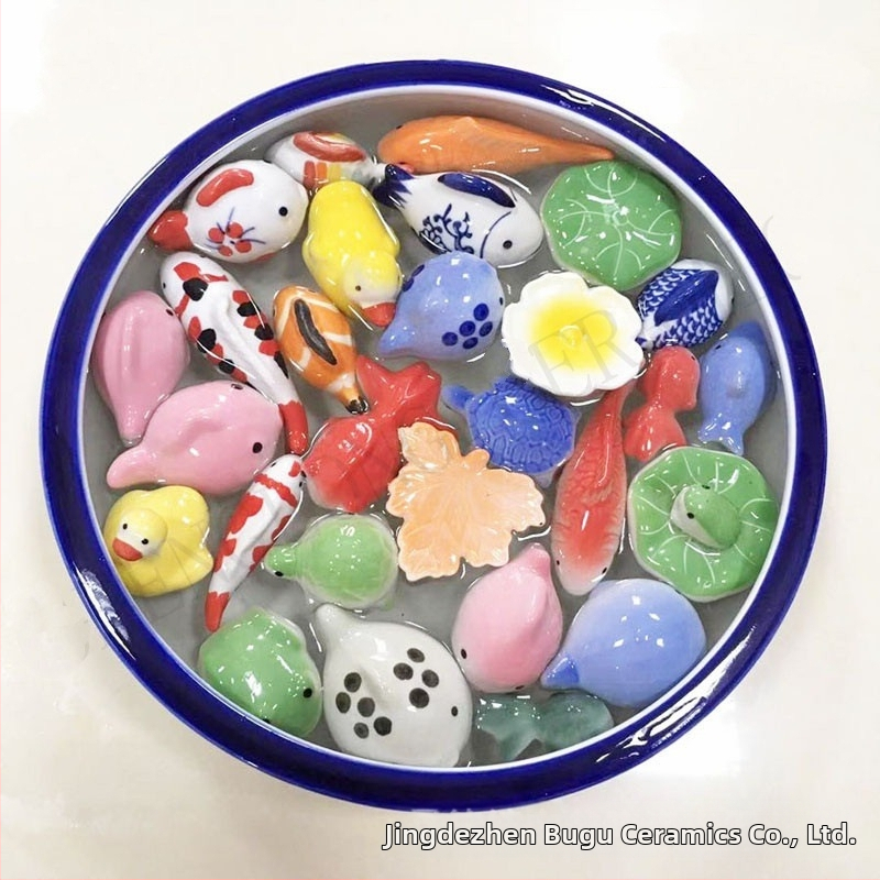 Керамични аквариумни фигури: жаба и патица, модерен и семпъл стил