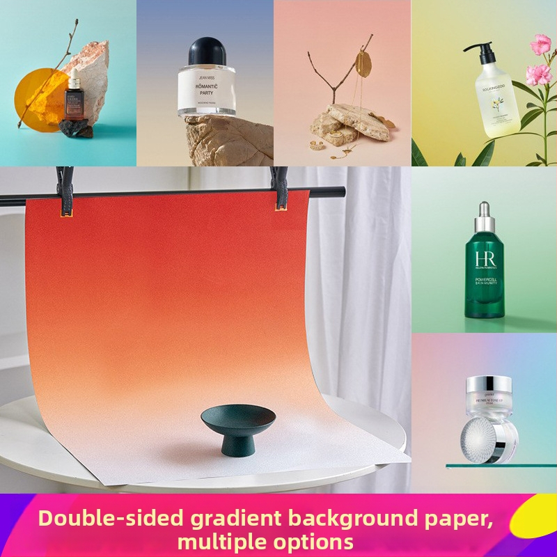 Divpusīgs gradienta fona papīrs fotogrāfijai – fona rekvizīti Still life un ēdienu fotografēšanai, Huihui