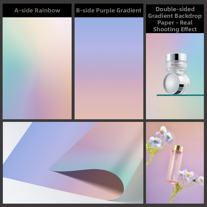 Divpusīgs gradienta fona papīrs fotogrāfijai – fona rekvizīti Still life un ēdienu fotografēšanai, Huihui