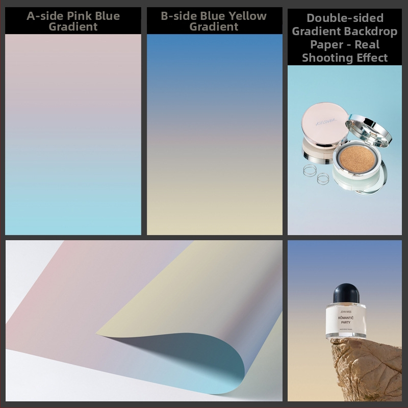Divpusīgs gradienta fona papīrs fotogrāfijai – fona rekvizīti Still life un ēdienu fotografēšanai, Huihui