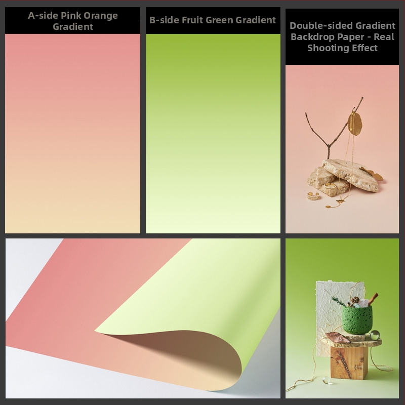 Divpusīgs gradienta fona papīrs fotogrāfijai – fona rekvizīti Still life un ēdienu fotografēšanai, Huihui