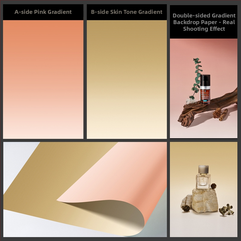 Divpusīgs gradienta fona papīrs fotogrāfijai – fona rekvizīti Still life un ēdienu fotografēšanai, Huihui