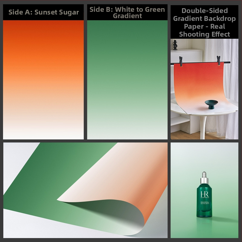 Divpusīgs gradienta fona papīrs fotogrāfijai – fona rekvizīti Still life un ēdienu fotografēšanai, Huihui