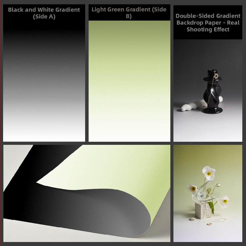 Divpusīgs gradienta fona papīrs fotogrāfijai – fona rekvizīti Still life un ēdienu fotografēšanai, Huihui