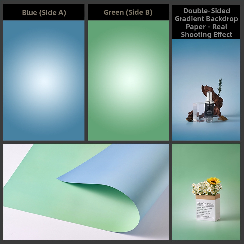 Divpusīgs gradienta fona papīrs fotogrāfijai – fona rekvizīti Still life un ēdienu fotografēšanai, Huihui