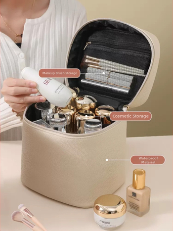 Козметичен несесер - голям капацитет, водоустойчив PU материал, разделени отделения, подходящ за пътуване, дамски