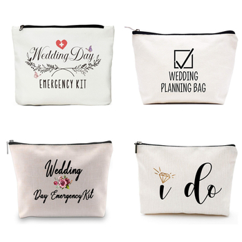 Geantă de machiaj de nuntă, poliester, imprimeu cu litere, respirabilă, impermeabilă, pentru femei