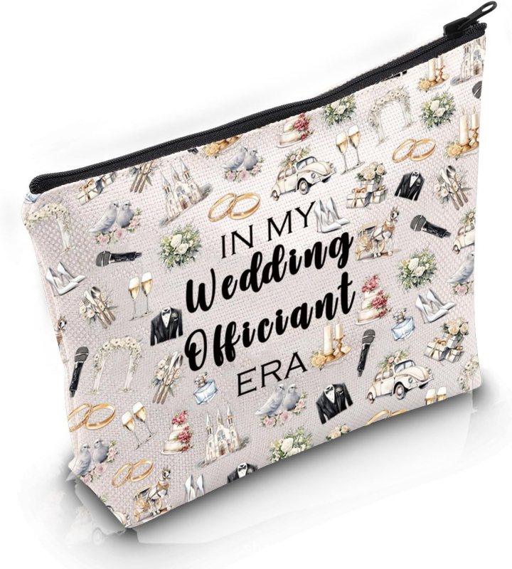 Geantă de machiaj de nuntă, poliester, imprimeu cu litere, respirabilă, impermeabilă, pentru femei