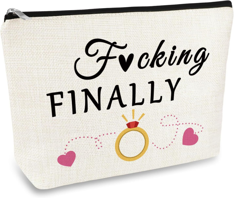 Geantă de machiaj de nuntă, poliester, imprimeu cu litere, respirabilă, impermeabilă, pentru femei