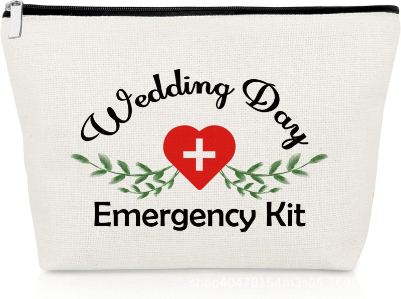 Geantă de machiaj de nuntă, poliester, imprimeu cu litere, respirabilă, impermeabilă, pentru femei