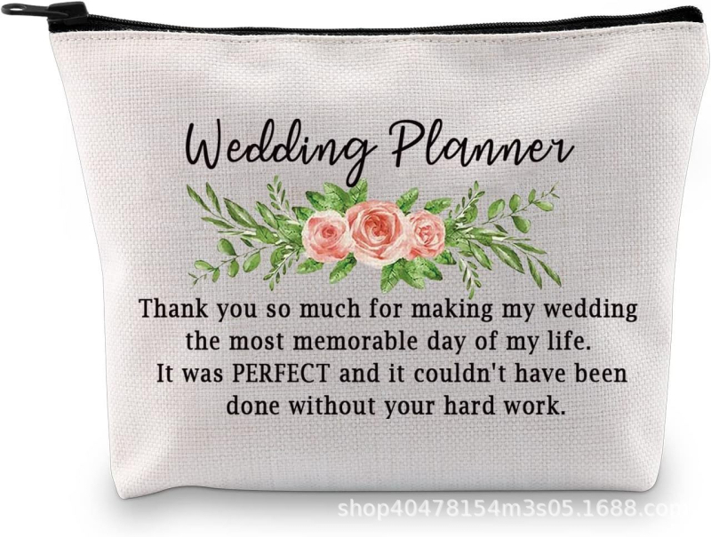 Geantă de machiaj de nuntă, poliester, imprimeu cu litere, respirabilă, impermeabilă, pentru femei