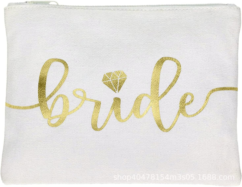 Geantă de machiaj de nuntă, poliester, imprimeu cu litere, respirabilă, impermeabilă, pentru femei