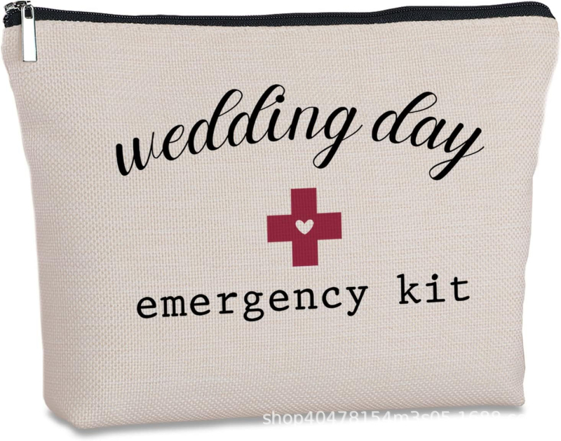 Geantă de machiaj de nuntă, poliester, imprimeu cu litere, respirabilă, impermeabilă, pentru femei