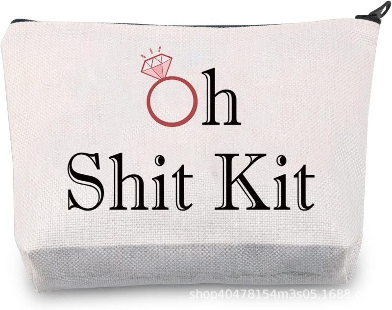 Geantă de machiaj de nuntă, poliester, imprimeu cu litere, respirabilă, impermeabilă, pentru femei