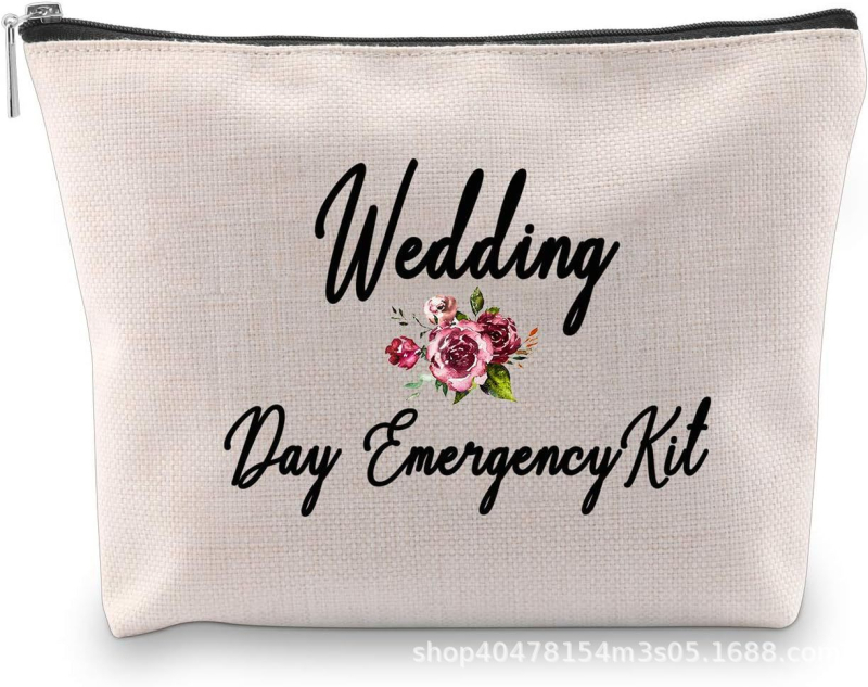 Geantă de machiaj de nuntă, poliester, imprimeu cu litere, respirabilă, impermeabilă, pentru femei