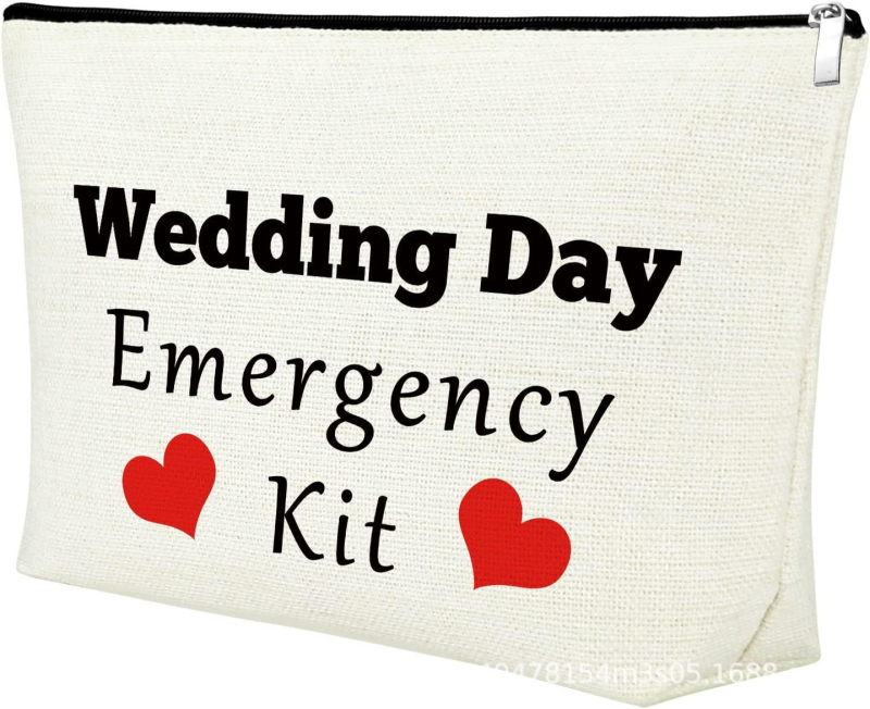 Geantă de machiaj de nuntă, poliester, imprimeu cu litere, respirabilă, impermeabilă, pentru femei