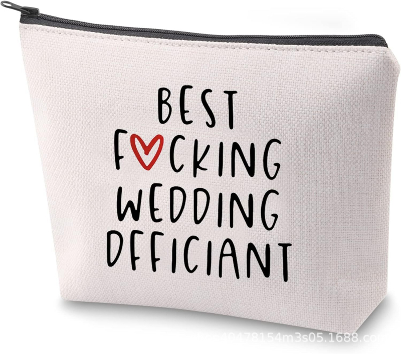 Geantă de machiaj de nuntă, poliester, imprimeu cu litere, respirabilă, impermeabilă, pentru femei