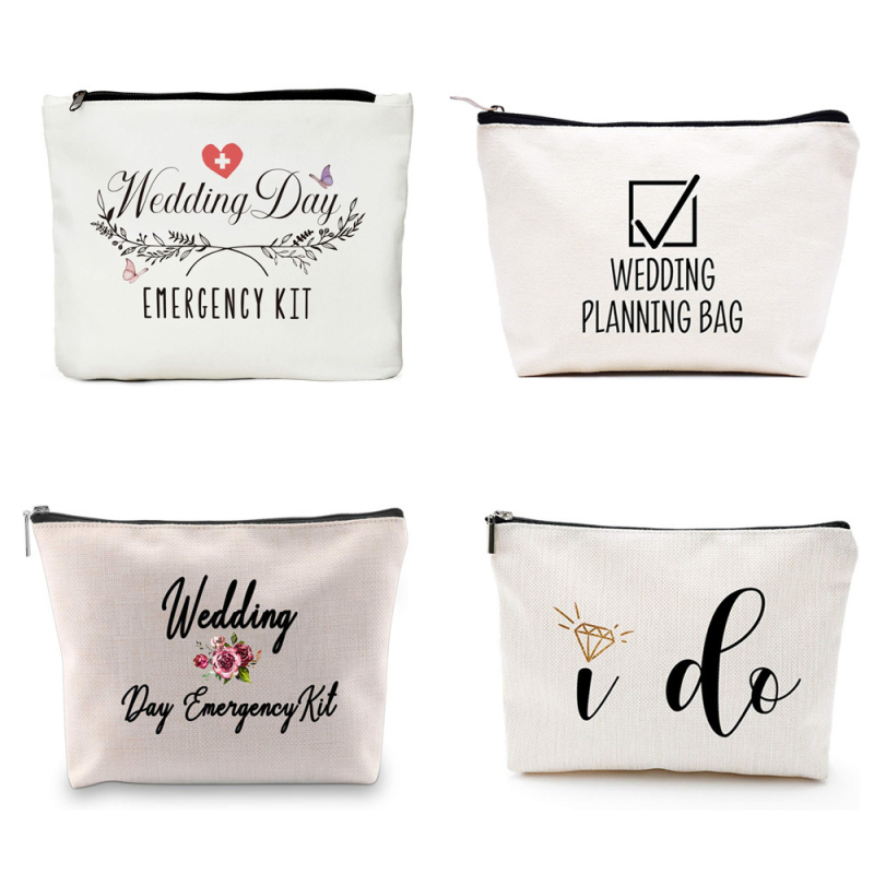 Geantă de machiaj de nuntă, poliester, imprimeu cu litere, respirabilă, impermeabilă, pentru femei