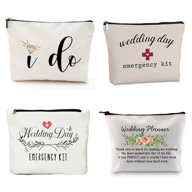 Geantă de machiaj de nuntă, poliester, imprimeu cu litere, respirabilă, impermeabilă, pentru femei