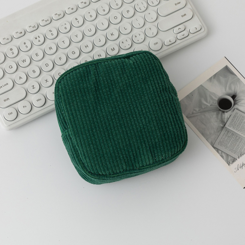Geantă de cosmetice Corduroy, formă cub, stocare ultra-ușoară a machiajului, model D-52, stil modern minimalist