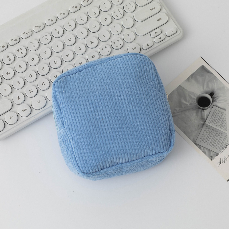 Geantă de cosmetice Corduroy, formă cub, stocare ultra-ușoară a machiajului, model D-52, stil modern minimalist