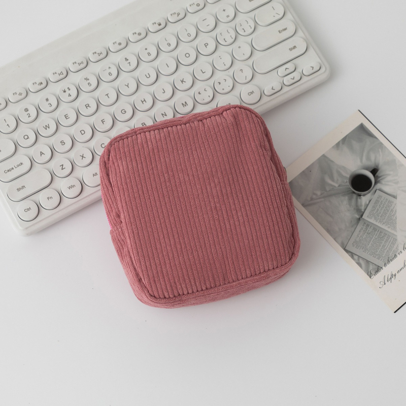 Geantă de cosmetice Corduroy, formă cub, stocare ultra-ușoară a machiajului, model D-52, stil modern minimalist