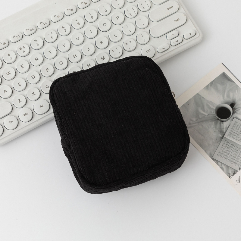 Geantă de cosmetice Corduroy, formă cub, stocare ultra-ușoară a machiajului, model D-52, stil modern minimalist