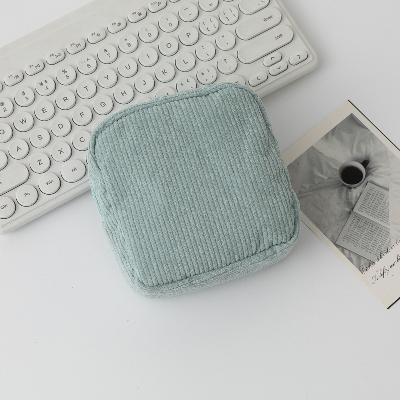 Geantă de cosmetice Corduroy, formă cub, stocare ultra-ușoară a machiajului, model D-52, stil modern minimalist