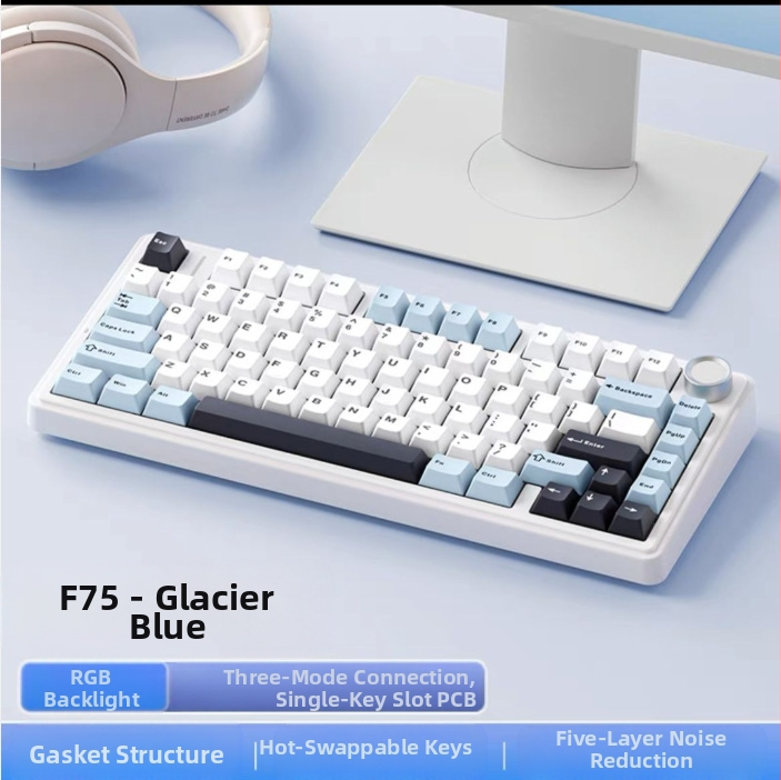 Wolf Spider F75 механична клавиатура - 75 клавиши, gasket конструкция, hot-swappable, RGB подсветка, три режима на свързаност