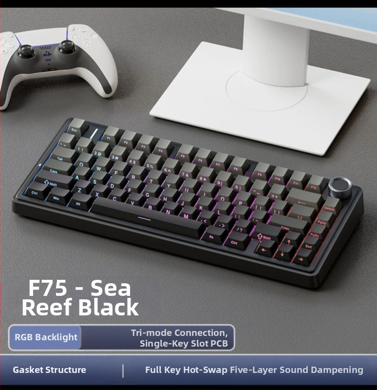 Wolf Spider F75 механична клавиатура - 75 клавиши, gasket конструкция, hot-swappable, RGB подсветка, три режима на свързаност
