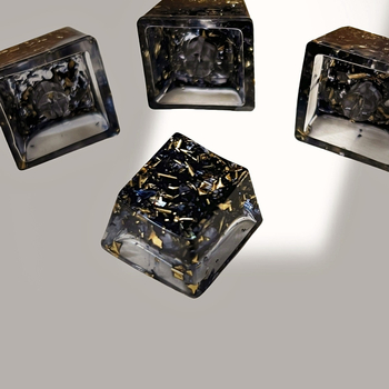 Ключкап от смола, прозрачен, златно фолио на повърхността, кръстосъден стебел, персонализиран логотип, за механични клавиатури