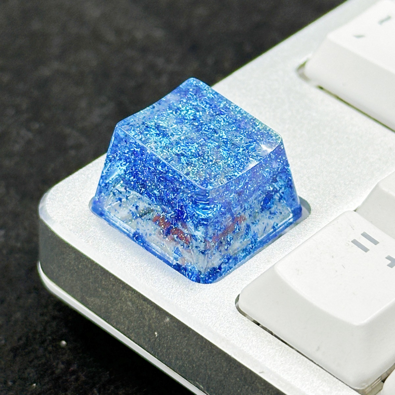 Ключкап от смола, прозрачен, златно фолио на повърхността, кръстосъден стебел, персонализиран логотип, за механични клавиатури