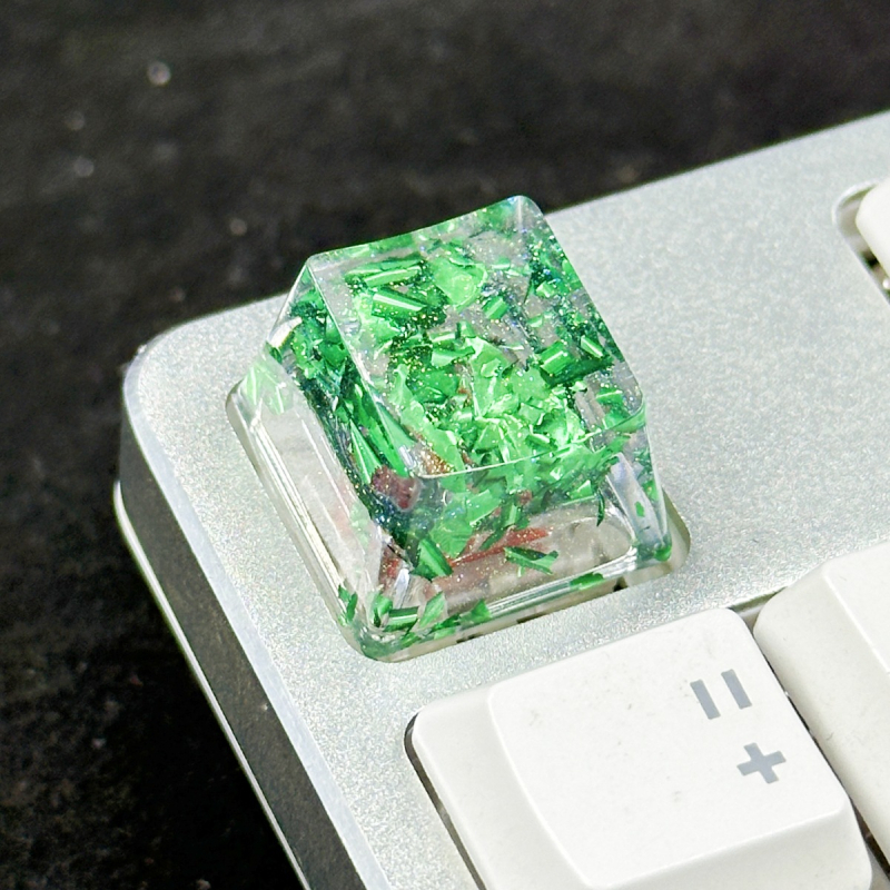 Ключкап от смола, прозрачен, златно фолио на повърхността, кръстосъден стебел, персонализиран логотип, за механични клавиатури