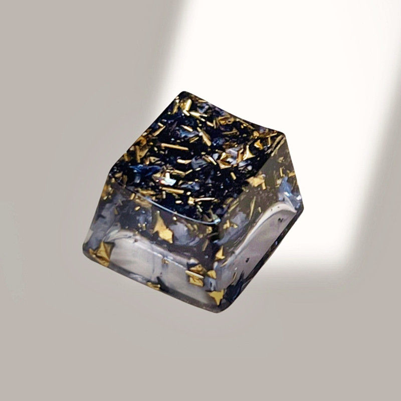 Ключкап от смола, прозрачен, златно фолио на повърхността, кръстосъден стебел, персонализиран логотип, за механични клавиатури