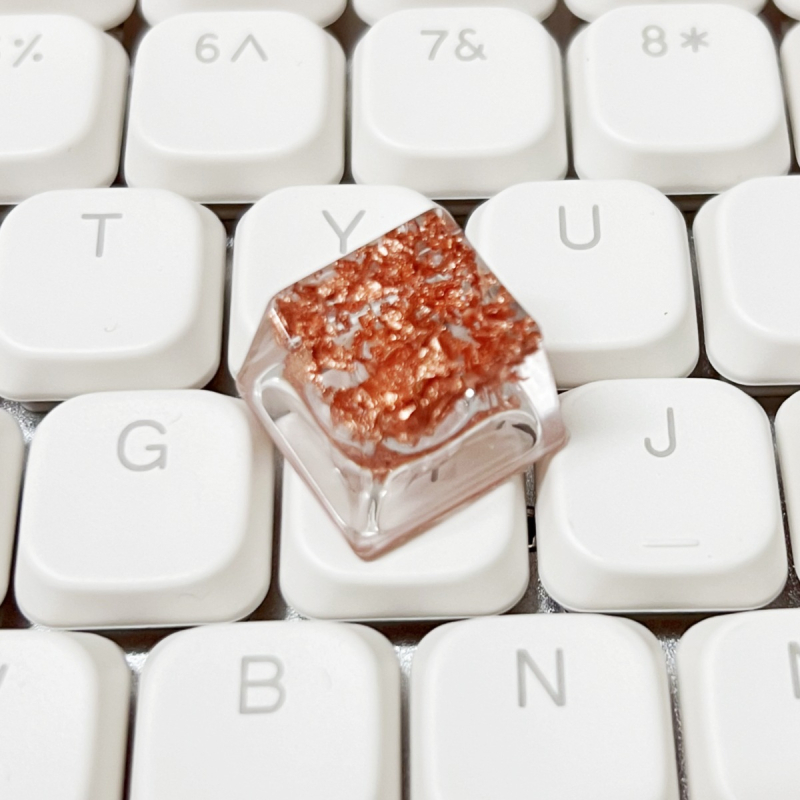 Ключкап от смола, прозрачен, златно фолио на повърхността, кръстосъден стебел, персонализиран логотип, за механични клавиатури