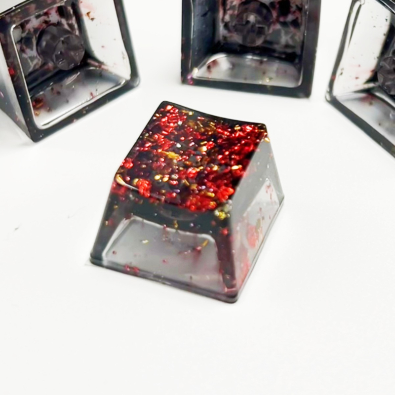 Ключкап от смола, прозрачен, златно фолио на повърхността, кръстосъден стебел, персонализиран логотип, за механични клавиатури