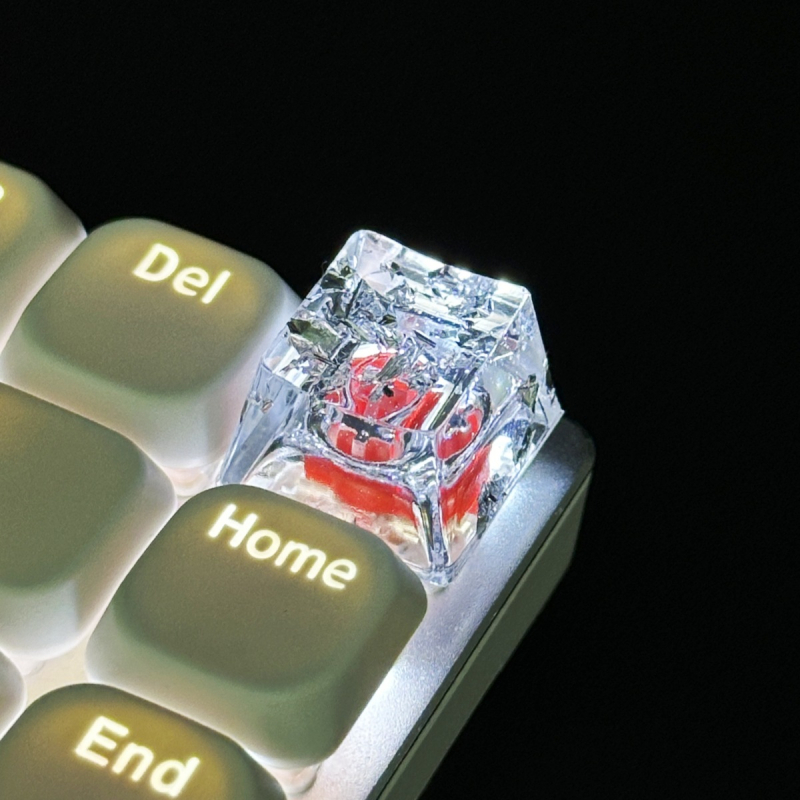 Ключкап от смола, прозрачен, златно фолио на повърхността, кръстосъден стебел, персонализиран логотип, за механични клавиатури