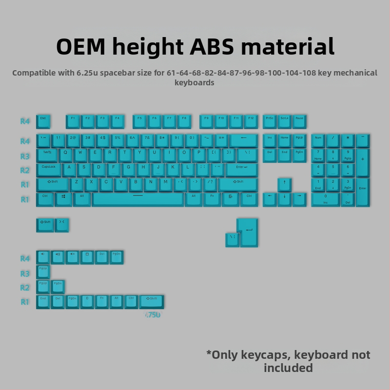 ABS двуцветни клавиши за механични клавиатури, инжекционно формовани клавиши, комплект от 125 клавиша