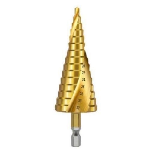 Пагода стил стъпково бурово свредло с прави канали, HSS, за неръждаема стомана и алуминий